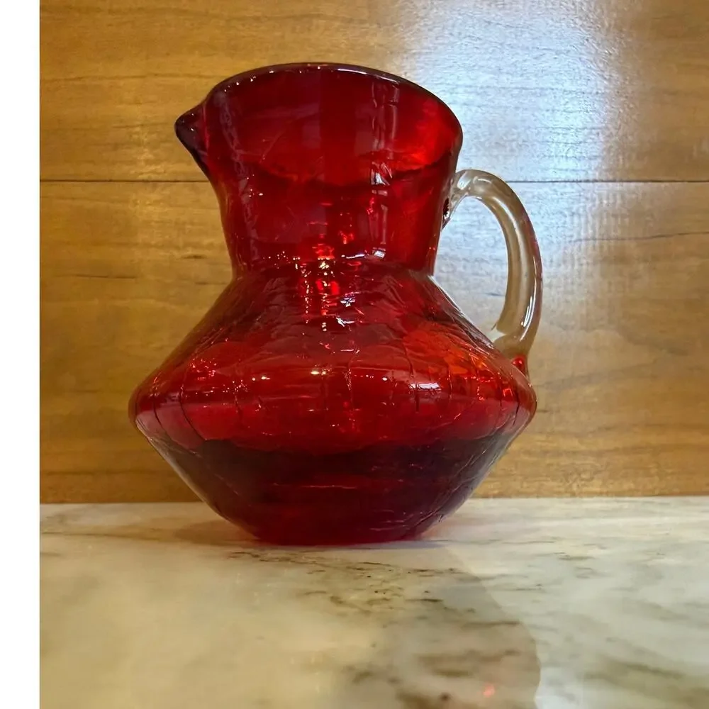 Vintage Mini Red Crackle Vase